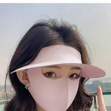 Three-In-One Sunscreen Hat - Detachable Neck Guard - Large Brim Outdoor UV Protection Sun Hat - Summer Women's Full-Face Cycling Seamless Hat - Face Bikini Mask - A - View 7