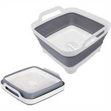 2.4 Gal(9L) Collapsible Dish Basin With Drain Plug, Space Saving Outdoor Multiuse Foldable Sink Tub, Dishpan, Kitchen Storage - JJ345 - Xem 2