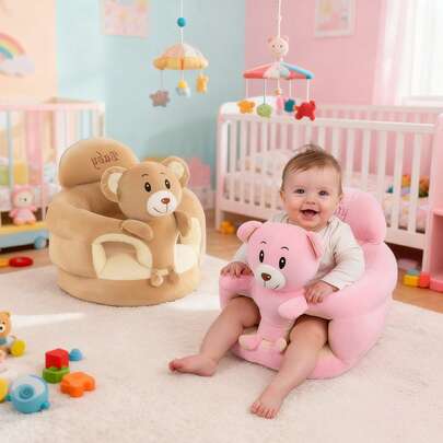 Silla de piso suave con forma de animal con respaldo y apoyabrazos, cojín de piso cómodo para ayudar a los bebés a aprender a sentarse, regalo ideal de Navidad y cumpleaños para niños y niñas