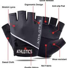 1 Pair Unisex Fingerless Fitness Gloves, Anti-Slip Breathable Durable For Dumbbell, Outdoor Sports, Cycling, Weightlifting, Rowing, Climbing - A - View 5