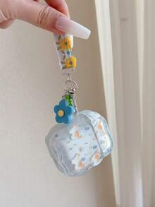 Cute Blue Kitten Style 4/3 Earphone Protective Case, Silicone Soft Cover With Chain Pendant Compatible With Apple Wireless Bluetooth 2 Pro - Baby Blue - View 10