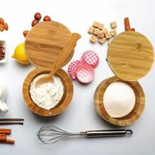 Spice Jar Wooden Round Natural Bamboo Salt Box Container Modern Kitchen Storage Case With Magnet Lid Herb Spice Tools - Wooden - View 8