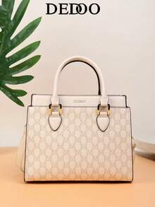 Dedoo 新款复古时尚女士大容量斜挎包，适合旅行、购物、聚会等各种场合，适合年轻和中年女性，欧美奢华风格 - 米色 - 查看 3