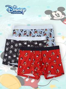 Disney 3条装卡通涂鸦印花男士内裤，松紧腰带男士平角内裤 - 彩色 - 查看 1