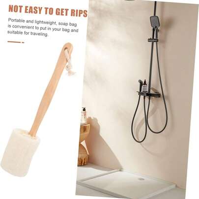 Cepillo de baño exfoliante natural con mango largo, estropajo de ducha para exfoliación corporal, adecuado para hombres y mujeres, limpieza de áreas de difícil acceso