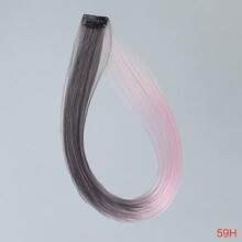 1pc Heat-Resistant Synthetic Long Straight Hair Extension Clip-In, Y2K Style Highlighted Side-Swept Bangs Hair Piece - Multicolor - View 25