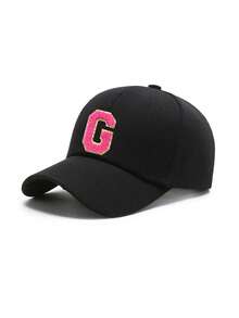 1 pièce Casquette de baseball réglable avec lettres de l'alphabet brodées pour enfants, chapeau de soleil décontracté unisexe, blanc os, pour les 8-16 ans - Noir - Voir 67