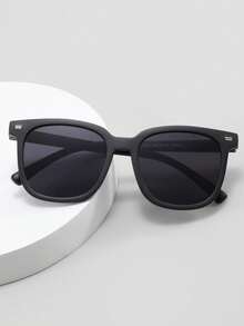 新款 2023 大框小鼻梁方形欧美时尚儿童时尚眼镜 - 黑色 - 查看 6