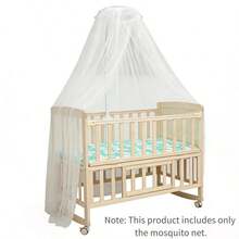 婴儿床用白色圆顶蚊帐，拉链式，防蚊虫，白色蚊帐 - 白色 - 查看 5