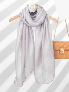 1pc Soft & Lightweight Solid Color Scarf,Beach,Holiday,Accessories,Travel Essential - Grey - View 2