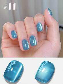 2026新款冰晶玻璃珠裸粉色猫眼凝胶指甲油，潮流美白清爽月光猫眼磁性凝胶指甲油，适用于手指甲和脚趾甲，可爱美甲用品，蓝色指甲油 - 彩色 - 查看 15