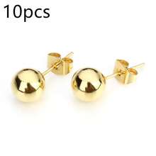 10pcs/Pack Stainless Steel Round Ball Stud Earrings (With Butterfly Earring Backs 4.5x6.5mm), Minimalist Versatile Unisex Hypoallergenic Titanium Earrings, DIY Jewelry Accessories - Bead Earrings - View 28
