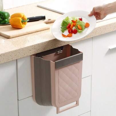 1pc Wall-Mounted Kitchen Trash Can With Household Food Waste Sorting And Stackable Cabinet Door, Suitable For Bathroom Toilet Trash Bin