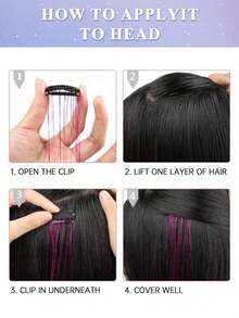 Hair Tinsel Kit Glitter Hair Tinsel Clip In Sparkling Shiny Fairy Hair Tinsel Hair Extensions For Halloween Christmas Party 22 Inch Pink 6PCS/PACK - 粉色 - 查看 7