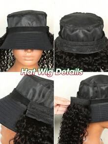Hat Wig Water Wave Hair Bob Human Hair Wigs Bucket Hat Wigs Brazilian Remy Human Hair Machine Made Wig For Women - Natural Black - View 6