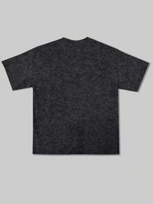 GRDR Men's Retro Minimalist Italian Style Simple Print Washed Short Sleeve T-Shirt, Suitable For Summer Wear, Comfortable & Breathable, Leading Fashion - Black - View 5