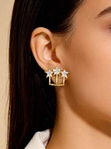 1 Pair 5-Petal Flower Earrings, Unique Personalized Earrings For Elegant Girl - Multicolor - View 5