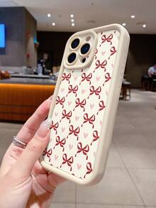 甜美奶白色红色蝴蝶结爱心保护壳，兼容 17 Air Pro Max、16 Pro Max，防摔，磨砂质感，兼容 15 Pro，少女风，兼容 14、13 - 高竹古董白 - 查看 1