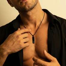 1件装不锈钢26字母吊坠项链，时尚简约个性化嘻哈百搭欧美街头风格男士项链 - 項鍊 - 查看 3