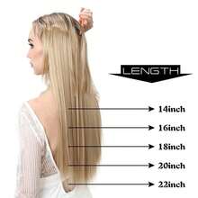 SARLA Invisible Wire Hair Extensions Platinum Blonde Long Straight Synthetic Hairpieces Adjustable Headband 22 Inch For Women Heat Resistant Fiber No Clip - ColorJ - View 3