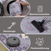 Moderner Boho-Wohnzimmerteppich, Kurzflor, Rutschfest & Waschbar, Weicher Teppich für Schlafzimmer - Grau 1St - Übersicht 4