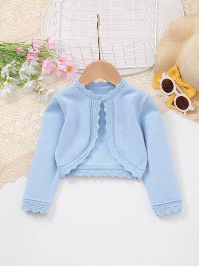 كارديجان شاول كروشيه أنيق بتصميم زهري مفرغ للبنات الصغار، هدية للطفلة