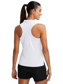 Women's Sleeveless Golf Polo Shirts, Quarter-Zip Tennis Tank Top, Moisture-Wicking Athletic Shirt, Ideal For Tennis, Yoga, And Outdoor Activities - trắng - Xem 5