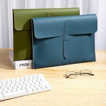 Customized Logo Leather Snap Closure Minimalist A4 Document Folder, Business File Bag, Exam Material Bag, Office Document Bag, Briefcase, Large Capacity, High-Quality, Business Gift - Multicolor - View 9