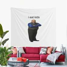 Bertram Eats Kids Tapestry, Wall Tapestry, Hostel Dorm Decor, Funny Wall Hanging, Meme Tapestry Gift, Funny Bertram Eats Kids Flag Tapestry - 多色 - 查看 8