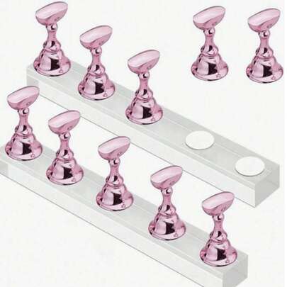 Y2K 1 Set Pink Nail Polish Display Rack, Magnetic Nail Art Practice Holder, Acrylic Nail Art Supplies Kit For Beginners, Nail Salon Equipment And Decor For Nail Art Display And Practice , Makeup Room Decor,Makeup Bag,Travel Essential