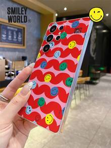 Smiley World Expression SmileyWorld® 1件装减震全包覆TPU材质透明手机壳，可爱黄色笑脸图案，UV印刷，兼容三星、Nothing、Pixel系列手机，适合节日礼物、通勤使用，防摔高品质设计 - 彩色 - 查看 3