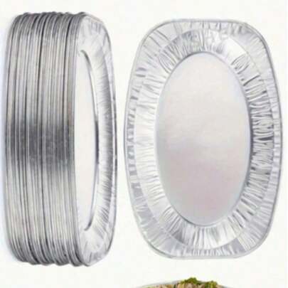 20/10/5pcs Oval Aluminum Foil Baking Trays, Suitable For Air Fryer, Grill, Oven, Barbecue, All Seasons, Easy To Clean, Multi-Functional Cooking Tray For Heating, Storage, Outdoor Grilling, Birthday Party, Wedding, Takeout, Practical Gift For Friends And Family