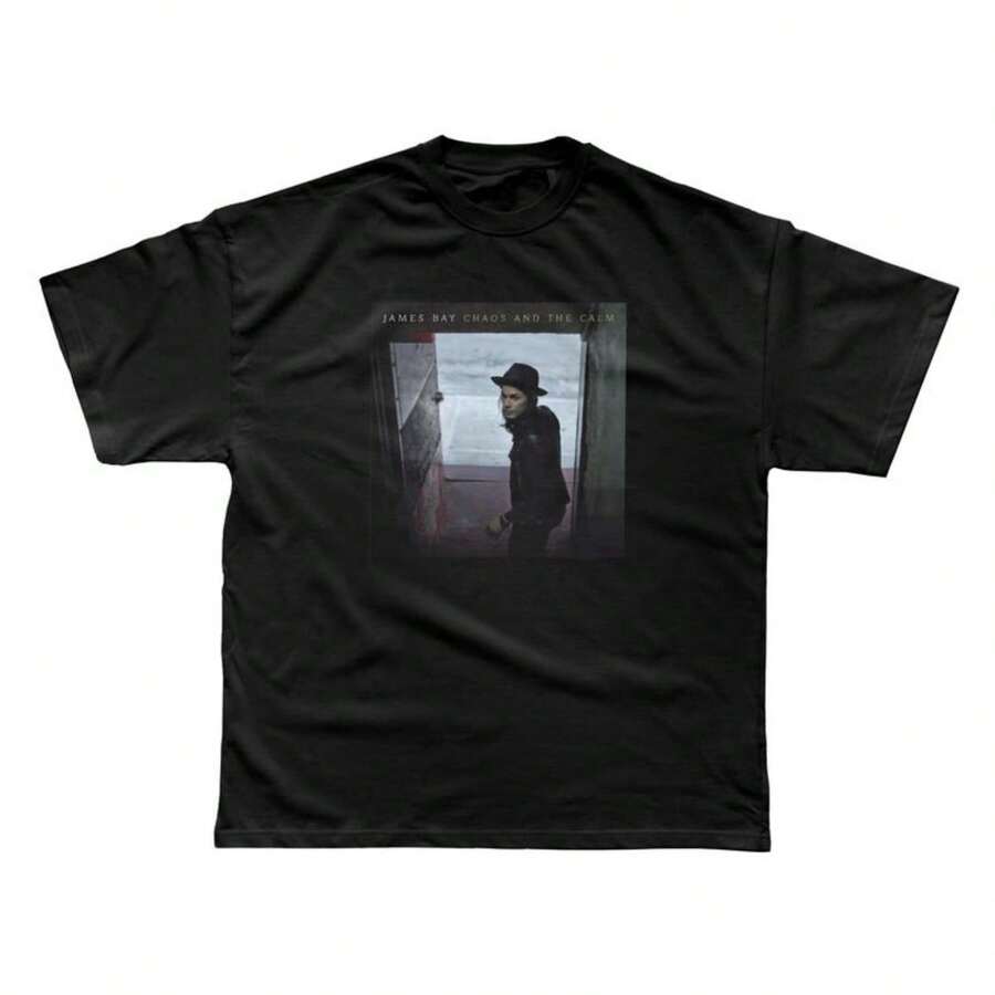 Luxury Unisex James Bay T-Shirt - Chaos And Calm - 黑色 - 查看 1