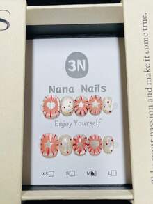 1package/10pcs-Radiant Stripe Heart & Star Glitter Nails - Multicolor - View 2