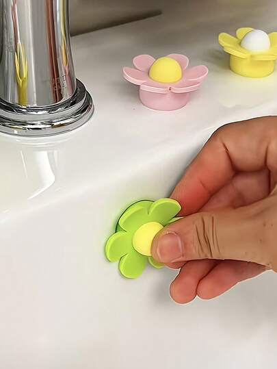 6pcs/12pcs Random Color Silicone Sink Overflow Hole Plug - Flower Shaped Overflow Stopper, Durable And Easy To Install, Suitable For Kitchen And Bathroom Sink, Prevent Water Overflow And Clogging