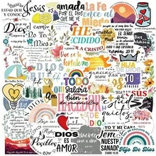 50pcs Spanish Style Bible Words Graffiti Sticker Suitcase Guitar Notebook DIY Waterproof Sticker Stickers Scrapbook Supplies Stationery Funny Stickers - 50pcs - View 1