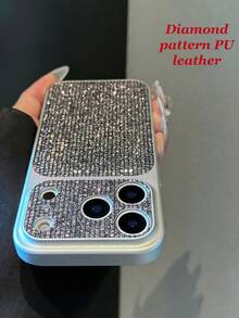 1pc Faux Diamond Shiny Gold Element PU Leather Pattern Classic Anti-Drop Soft Protective Phone Case Compatible With Apple 17Pro/17/Air/17Promax/11/12/13/14/12 Pro Max/16 Pro/15 Series Lens Protection, Holiday Gift - Multicolor - View 6