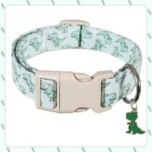Collar ajustable para perros con estampado de dinosaurio de dibujos animados, de material de poliéster duradero, adecuado para perros pequeños, medianos y grandes - color mezclado - Ver 9