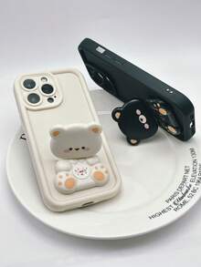 1个可爱白色手机壳，带小熊支架，兼容三星Galaxy - 白色 - 查看 6