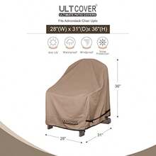 ULTCOVER - Funda impermeable para silla Adirondack para patio al aire última intervensión tamaño de hasta 28 pulgadas de ancho x 31 pulgadas de profundidad x 36 pulgadas de alto - Marrn - Ver 2