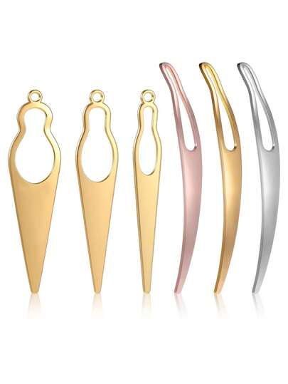 6 st. mikroflätningsverktyg, flätnålar i zinklegering för sammankopplade dreadlocks, robusta, flexibla, halkfria, lättanvända nålverktyg för att dra åt dreads (guld, silver, rosa)