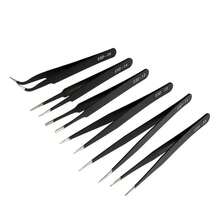 Bộ 6 nhíp chống tĩnh điện chính xác - Dụng cụ bằng thép không gỉ bền bỉ, thích hợp cho sửa chữa điện tử, làm mô hình thủ công, làm đồ trang sức DIY, dụng cụ làm đẹp lông mi. - nhíp - Xem 8