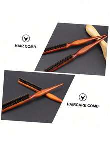 蓬松木柄梳，符合人体工学设计，卷发梳，头皮按摩，造型灵感，适合所有发质的家人和朋友使用。 - 彩色 - 查看 5