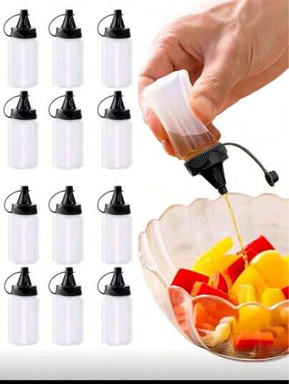 2 piezas Botellas portátiles para condimentos, Envases de salsa mini semi-transparentes, Ideales para campamento al aire libre y barbacoa