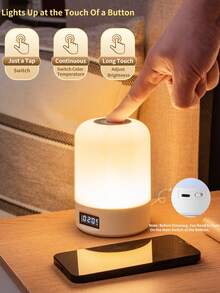 1pc LED Remote Control Night Light, Rechargeable Desk Lamp, Bedroom Bedside Lamp, Touch Sensor For Nighttime Feeding, Eye-Caring Sleep Light - White - View 3