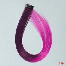 1pc Heat-Resistant Synthetic Long Straight Hair Extension Clip-In, Y2K Style Highlighted Side-Swept Bangs Hair Piece - Multicolor - View 21