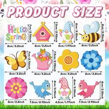 12Pcs Spring Ornaments For Tree Butterfly Flower Bird Wooden Hanging Sign DIY Crafts Home Decoration - 紅色 - 查看 7