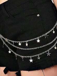 1pc Punk Style Fashion Waist Chain, Double Layer Pants Chain, Unique Metal Double Layer Chain, Hop Skirt Accessory Pants Chain Summer, School Fall, Autumn, Halloween - Multicolor - View 4