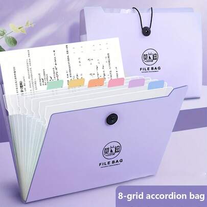 8-Pocket Heavy Duty Plastic Expanding File Folder, Flat Art File With Expandable Accordion Design - Soft Color File Drawing Organizer - Portable File Folder Organizer