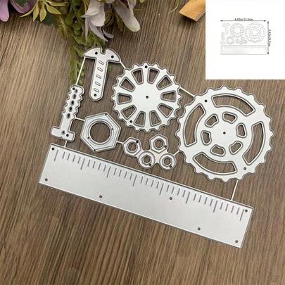 1 pieza Molde de corte de engranaje metálico, Molde de estampado de engranaje, Para decoración de álbumes de recortes DIY, corte de papel, elaboración de tarjetas